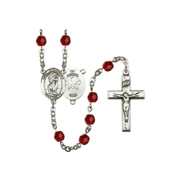 18-Inch Rhodium Plated Necklace with 6mm Zircon Birthstone Beads and Sterling Silver Our Lady of Mercy Charm. 18-Inch Rhodium Plated Necklace with 6mm Zircon Birthstone Beads and Sterling Silver Our Lady of Mercy Charm.